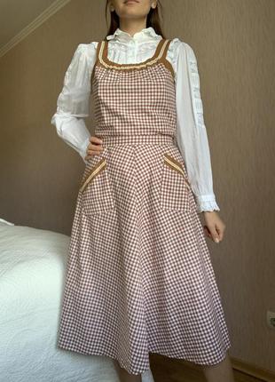 Сарафан міді в клітинку в вінтажному стилі, сукня міді ретро3 фото