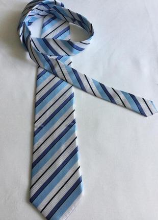 Мужской галстук  с голубой полоской1 фото