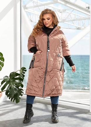 Зимове жіноче пальто з капюшоном великого розміру2 фото