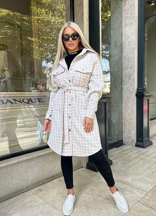 Жіноче пальто-сорочка гусяча лапка