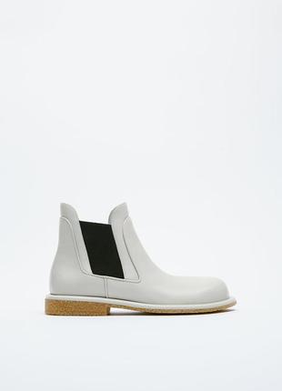 Белые кожаные ботинки челси  zara limited edition