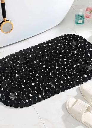 Силіконовий килимок для ванни bathlux овальної форми, нековзний, люкс якість 69 х 35 см чорний топ4 фото