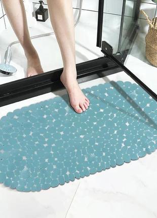 Силиконовый коврик для ванны bathlux овальной формы, нескользящий, люкс качество 69 х 35 см бирюзовый топ4 фото