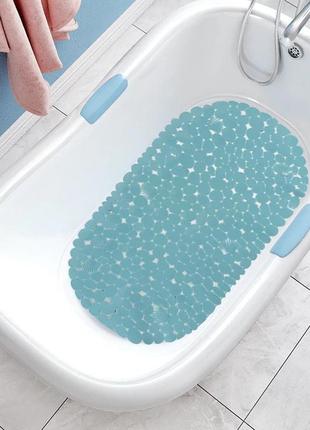 Силиконовый коврик для ванны bathlux овальной формы, нескользящий, люкс качество 69 х 35 см бирюзовый топ3 фото