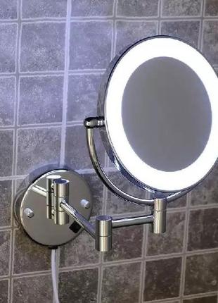 Зеркало косметическое miror съемное с подсветкой, выдвижное настенное металик топ2 фото