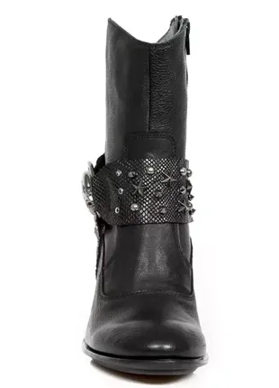 New rock bufalo wild negro pitone negro чоботи черевики жіночі шкіра чорні рок5 фото