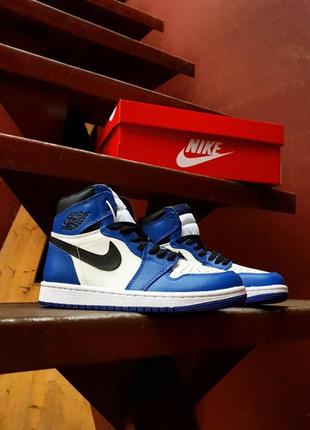 Кросівки nike air jordan 1 high retro blue|white|black7 фото