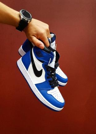 Кросівки nike air jordan 1 high retro blue|white|black2 фото