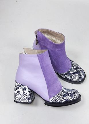 Черевики комбіновані шкіра замша колір на вибір