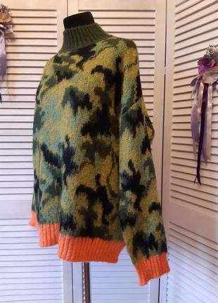 Стильный свитер, кофта милитари свободного кроя, мохер в составе италия kaos4 фото