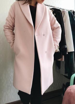 Пальто овер сайз, пальто кокон, розовое пальто love republic2 фото
