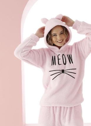 Пижама теплая женская махровая meow
