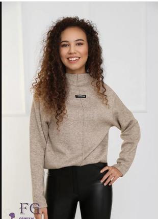 Жіночий светр водолазка з двосторонньої ангори норма|батал / женский гольф свитер батал норма8 фото