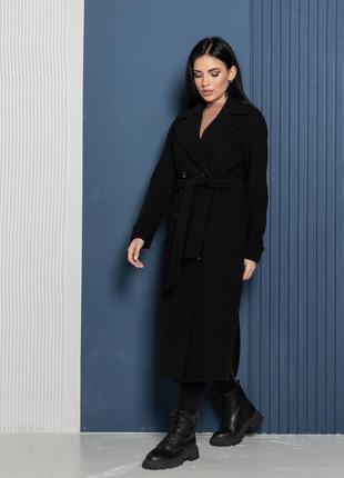 Культовое черное зимнее длинное пальто торонто2 фото
