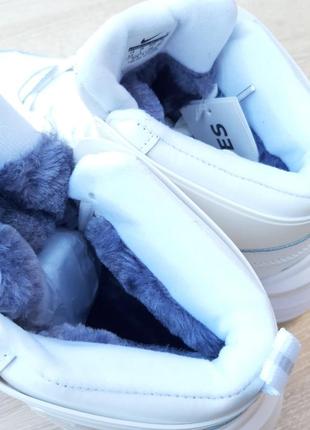 Зимові жіночі кросівки nike kd 7 cave purple for sale in texas today 2017 winter white fur білого кольору з хутром5 фото