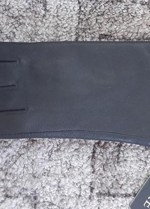 Женские черные кожаные зимние перчатки (кролик)