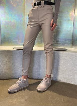 Кожаные брюки / штаны на флисе