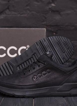 Мужские кожаные  кроссовки ессо черные