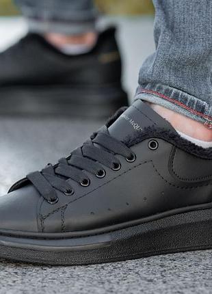 ❄️ alexander mcqueen all black winter❄️кросівки зимні чоловічі александр маквін з хутром, кроссовки александр маквин зимние чёрные
