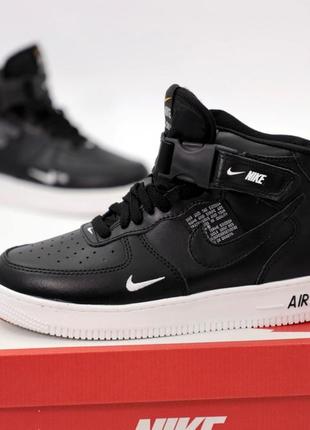 Зимові кросівки nike air force 1 high white black yellow3 фото