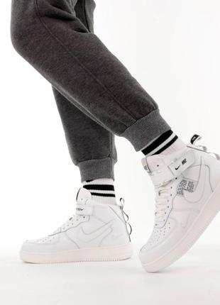 Зимові кросівки nike air force 1 high white grey black yellow