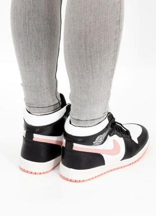 Зимові кросівки nike air jordan 1 retro white black pink2 фото