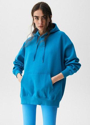 Худи толстовка оверсайз однотонная pull&bear - xs, m - с начесом
