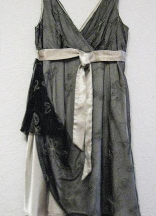 Вечернее платье двухслойное атлас-фатин