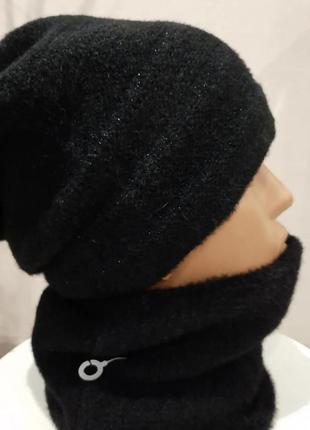 Теплий зимовий комплект набір шапка баф шарф снуд хомут альпака3 фото