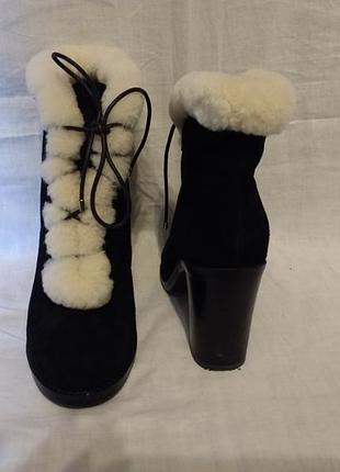 Замшевые ботинки черные braska зима. новые. купленные в интертоп