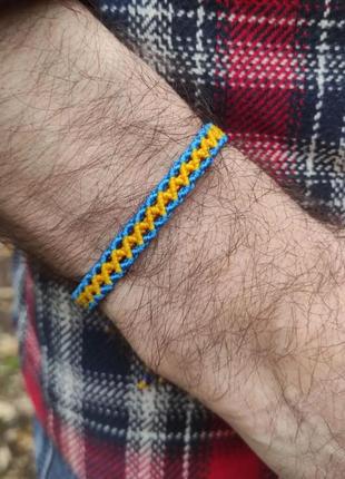 Чоловічий браслет ручного плетіння макраме "арес" charo daro (блакитно-жовтий)