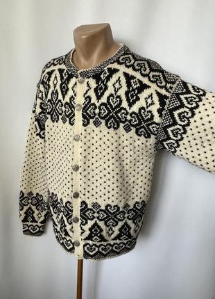 Скандинавский кардиган винтаж свитер шерсть народный узор черно-белый2 фото