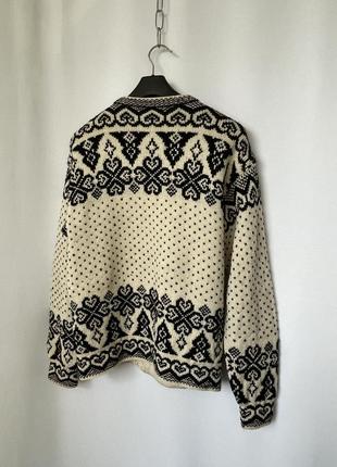 Скандинавский кардиган винтаж свитер шерсть народный узор черно-белый5 фото