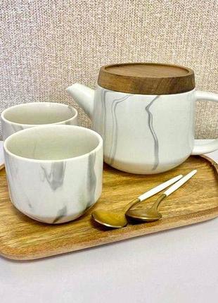 Кофейный мраморный набор | кавовий порцеляновий набір2 фото