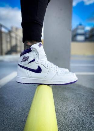 Кросівки nike air jordan 1 retro white purple1 фото