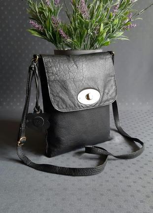 Шкіряна красива чорна сумка кроссбоді фірми sienna de luca2 фото
