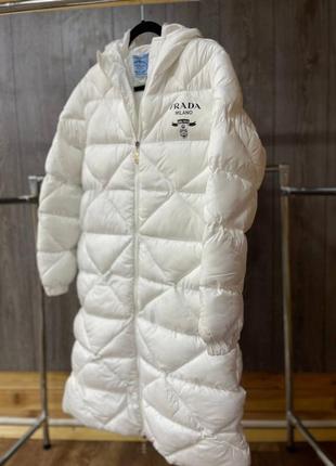 Зима!! куртка пуховик пальто стеганое длинное с капюшоном теплое белое чёрное молоко