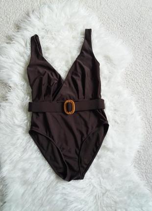 Суцільний купальник шоколадного  кольору