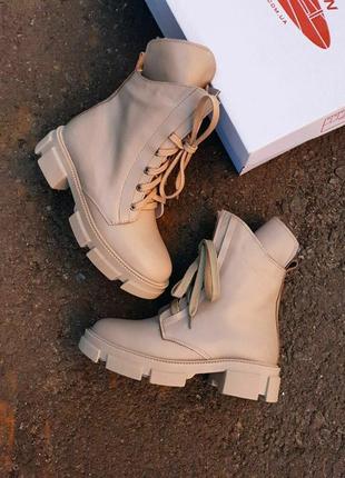 Ботінки boots winter leather beige7 фото