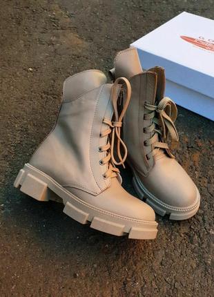 Ботінки boots winter leather beige1 фото