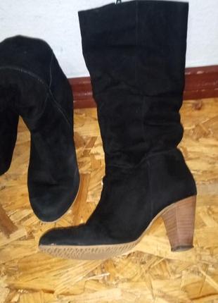 Сапоги ботільйони на каблуку замш bogun