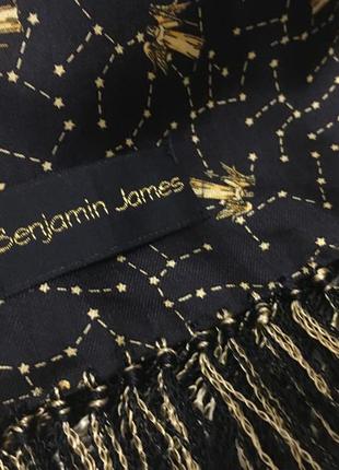 Шелковый шелк винтаж   шарф  унисекс с бахромой  benjamin james принт ангелы3 фото