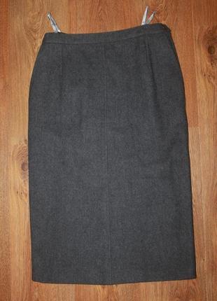 Теплая плотная шерстяная серая юбка карандаш с карманами hammer 36р. германия 100% шерсть