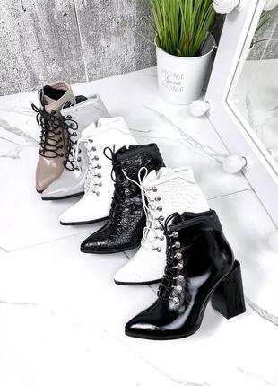 Шкіряні ботильйони черевики на підборах з натуральної шкіри кожаные ботильоны ботинки на каблуке натуральная кожа6 фото