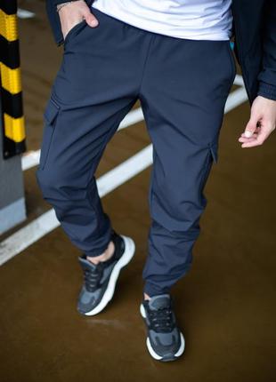 Чоловічі зимові штани на мікрофлісі карго сірі сині чорні1 фото