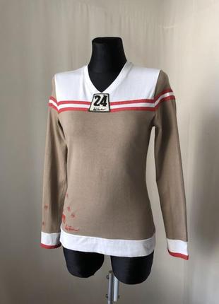 Luis trenker лонгслив джемпер  спортивный олень беж цифры рождество
