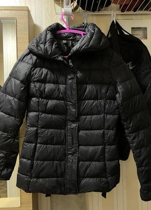 Пуховик куртка коротка чорна mango пух перо xs9 фото