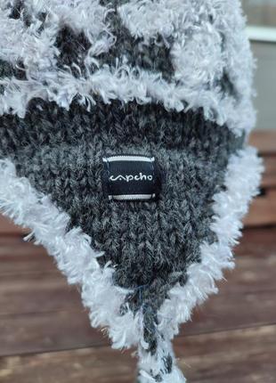Зимняя шапка эскимоса capcho ручная работа непал шерсть ушанка с кисточками и бубоном7 фото
