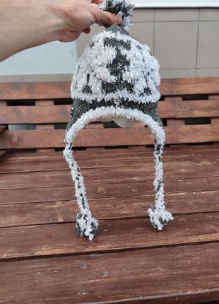 Зимняя шапка эскимоса capcho ручная работа непал шерсть ушанка с кисточками и бубоном2 фото