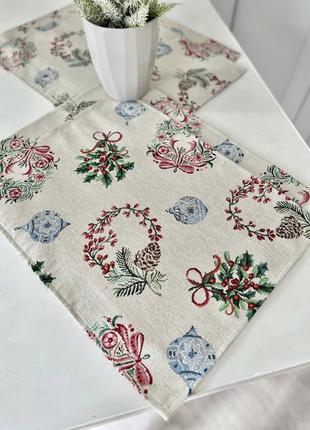 Серветка-підкладка новорічна під тарілку, гобеленова limaso6 фото
